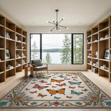 Ornate Multicolor Butterflies Area Rug