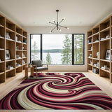 Abstract Swirling Red Pink Area Rug
