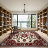 Red Red Ivory Traditional Persian Area Rug