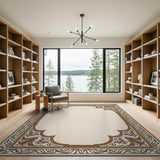 Ornate Arched Border Beige Area Rug