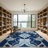 Navy Blue Intricate Trellis Persian Area Rug