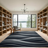 Layered Abstract Wave Grey Area Rug
