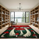 Psychedelic Red Mushroom Forest Area Rug