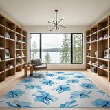 Stylized Blue Iris Floral Area Rug