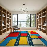 Vibrant Geometric Roadway Area Rug