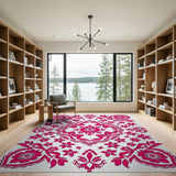 Exquisite Pink Floral Mandala Area Rug