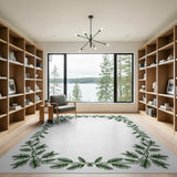 Evergreen Pine Branch Border Area Rug