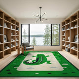 Playful Green Crocodile Kids Cartoon Rug