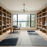 Abstract Geometric Blue Grey Area Rug
