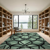 Mint Green Geometric Crystal Facet Rug