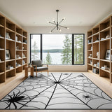 Spider Web with Spiders Black White Area Rug