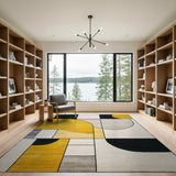 Yellow Geometric Modern Bold Yellow Black Geometric Area Rug