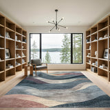 Abstract Blue Teal Wave Abstract Area Rug