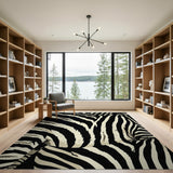 Heritage Tribal Zebra Stripe Black White Area Rug