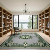 Ornate Green Floral Mandala Area Rug