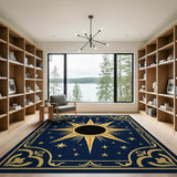Celestial Eclipse Sunburst Navy Area Rug