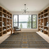 Grey Orange Geometric Striped Area Rug