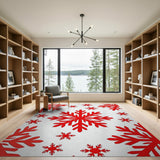 Bold Red Snowflake Area Rug