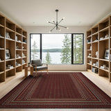 Red Traditional Persian Area Rug with Gold Borders