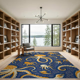 Whimsical Orange Octopus Coastal Area Rug
