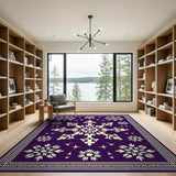 Royal Purple Snowflake Medallion Area Rug