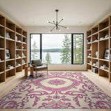 Pink Pink Floral Medallion Vintage Rug