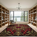 Ornate Red Gold Baroque Area Rug