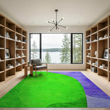 Vibrant Green Purple Abstract Area Rug