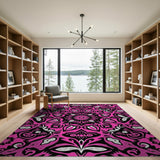 Traditional Persian Vibrant Pink Mandala Area Rug