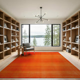 Vibrant Orange Striped Geometric Area Rug