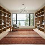 Terracotta Geometric Stripe Area Rug