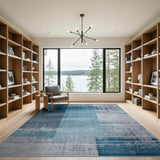Distressed Blue Teal Vertical Stripe Area Rug