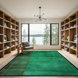 Green Geometric Plaid and Speckle Area Rug