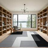 Geometric Modern Black and White Black White Geometric Abstract Area Rug