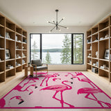 Playful Pink Flamingo Pixel Area Rug
