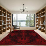 Red Skull Rose Vintage Area Rug