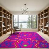Playful Pink Kawaii Cat Pattern Rug