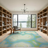 Teal Agate Swirl Abstract Area Rug