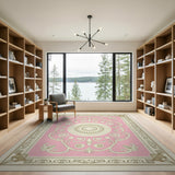 Ornate Pink Medallion Persian Rug