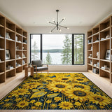 Vibrant Sunflower Meadow with Butterflies Rug
