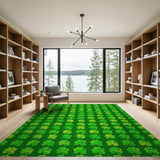 Kids Cartoon Lucky Green Shamrock Clover Area Rug