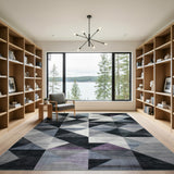 Modern Grey Geometric Triangle Area Rug