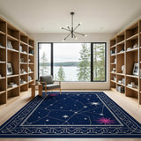 Navy Constellation Rug with Tribal Border