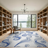 Blue Swirl Abstract Area Rug