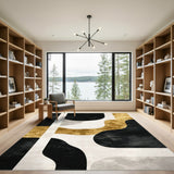 Black Gold Abstract Area Rug