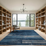 Navy Blue Striped Distressed Vintage Area Rug