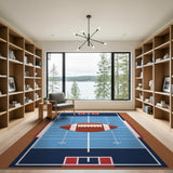 Kids Cartoon Multi-color and Patterns Football Field Area Rug with Centered Ball