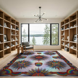 Rainbow Mask Sunburst Area Rug