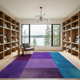 Purple Teal Geometric Shag Patchwork Rug