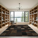 Patchwork Geometric Textured Area Rug in Brown Tan